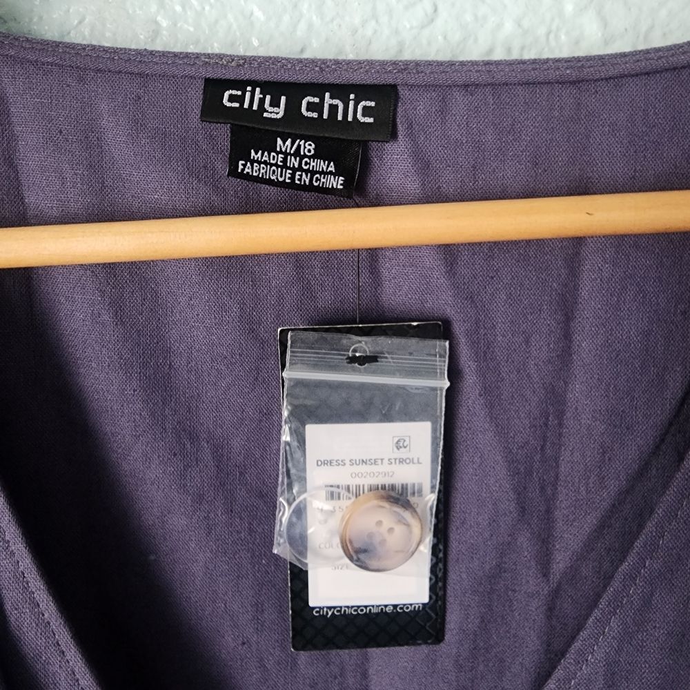 City Chic Sunset Stroll Dusty Lilac Midi Dress with Button Detail - Picture 9 of 16